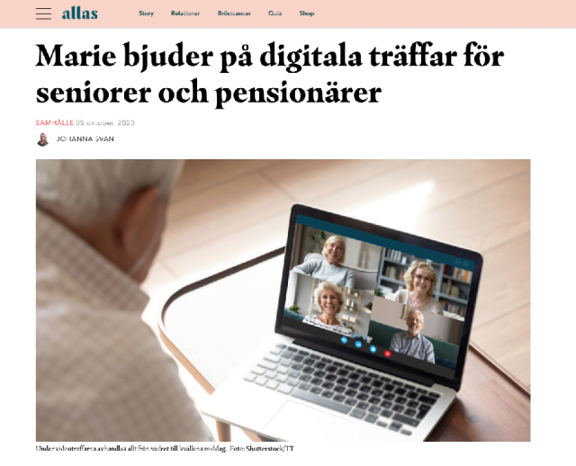 Allas om SeniorPorten och digitala träffar.